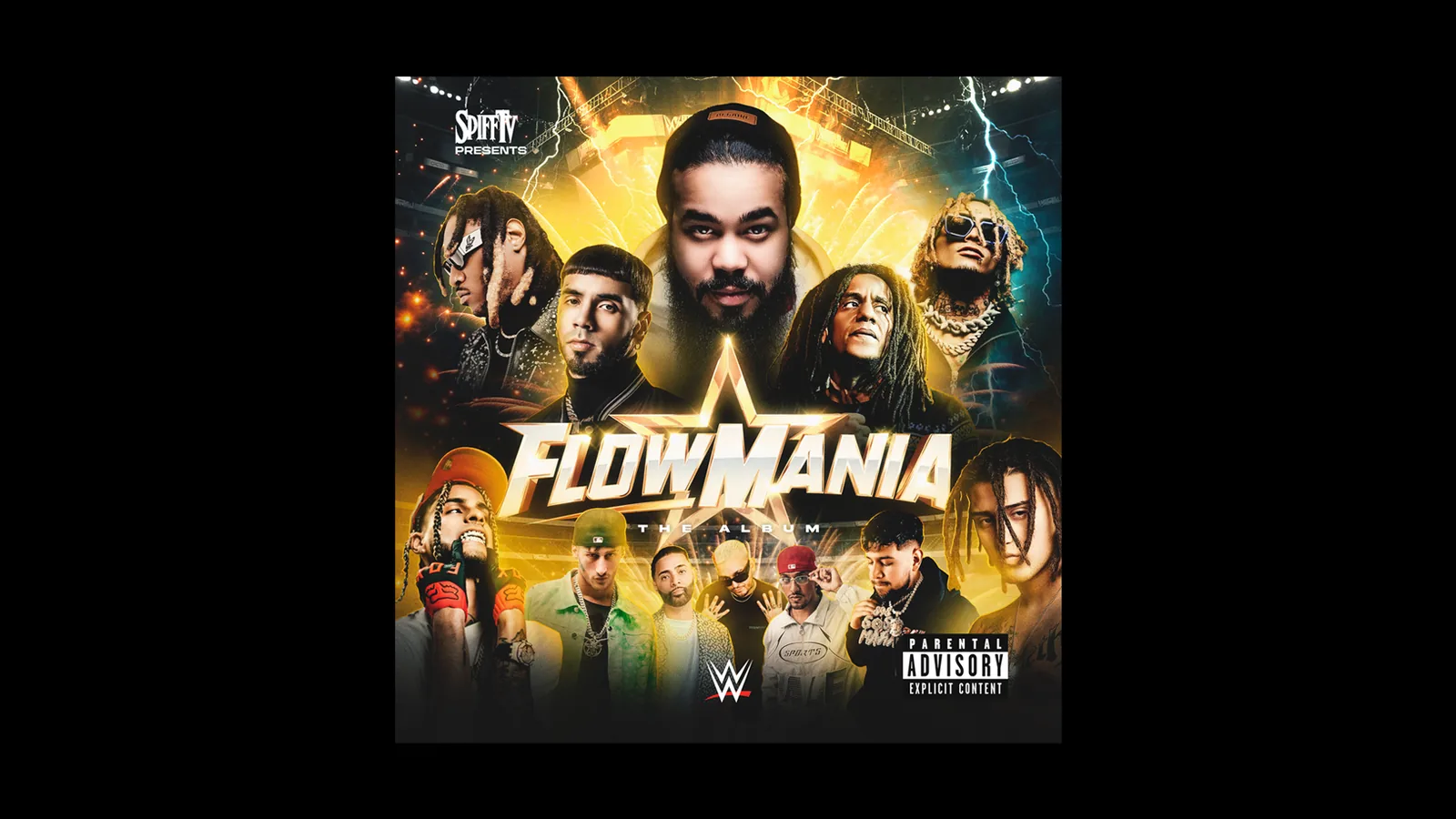 Flowmania — arte de portada sobre fondo dorado