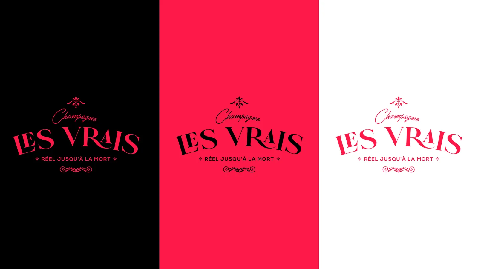 Les Vrais — sistema de marca en rojo y blanco