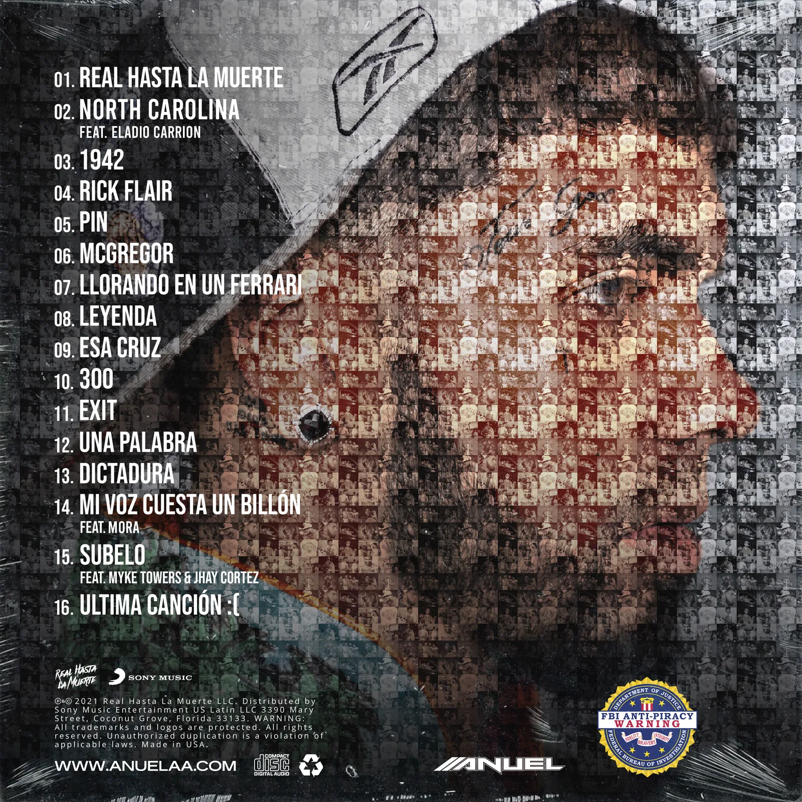 Las Leyendas Nunca Mueren — contraportada con el tracklist